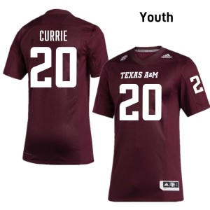Adonyss Currie TAMU Player #20 Youth College Football Jerseys - Maroon