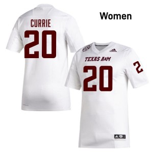 Adonyss Currie TAMU Women's #20 College Football Game Jerseys - White