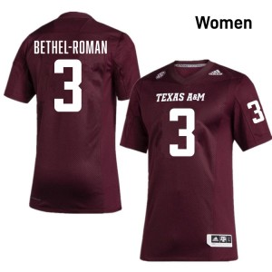 Ashton Bethel-Roman Texas A&M University Alumni College Football Women's #3 Jersey - Maroon