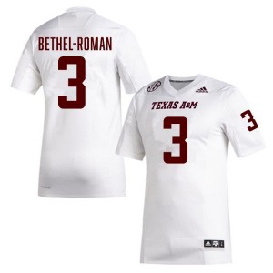 Ashton Bethel-Roman Aggies #3 College Football NCAA Men Jersey - White