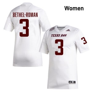 Ashton Bethel-Roman Texas A&M College Football #3 Game Women Jersey - White