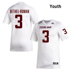 Ashton Bethel-Roman Texas A&M University #3 NCAA Youth College Football Jersey - White