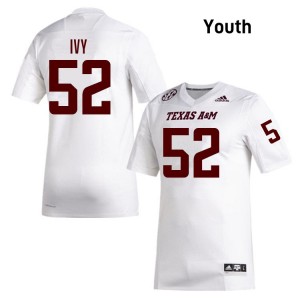 Blake Ivy Texas A&M Aggies Youth #52 Replica College Football Jersey - White