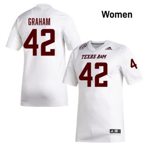 Boomer Graham Aggies #42 Womens College Football University Jersey - White