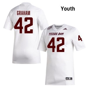 Boomer Graham Aggies College Football #42 Youth Player Jersey - White