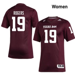 Bravion Rogers TAMU #19 College Football Embroidery Women Jersey - Maroon