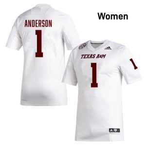 Bryce Anderson Aggies #1 Women College Football Official Jerseys - White
