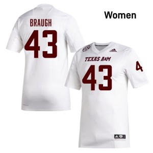 Carter Braugh Texas A&M Women's College Football #43 Embroidery Jerseys - White