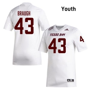 Carter Braugh TAMU 2025 #43 College Football Youth Jerseys - White