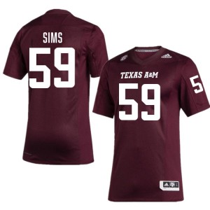 Chace Sims Aggies Mens University College Football #59 Jerseys - Maroon