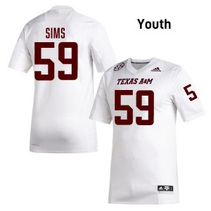 Chace Sims Texas A&M University Youth College Football #59 Alumni Jersey - White