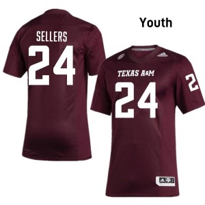 Cobey Sellers Texas A&M Aggies Youth Replica College Football #24 Jersey - Maroon