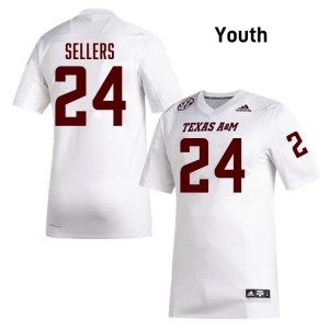 Cobey Sellers TAMU Youth Player College Football #24 Jersey - White
