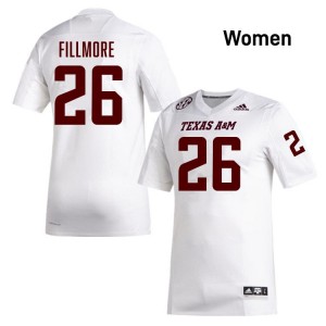 Dashawn Fillmore Texas A&M University Official #26 College Football Women's Jerseys - White