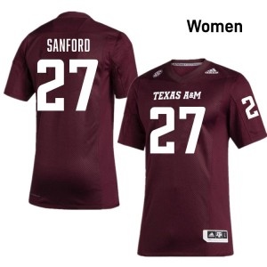Daymion Sanford TAMU #27 College Football Women Limited Jerseys - Maroon