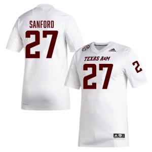 Daymion Sanford TAMU Official College Football Men #27 Jerseys - White