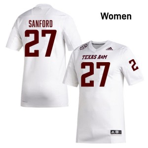 Daymion Sanford Aggies #27 University College Football Womens Jerseys - White