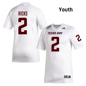 Dezz Ricks Texas A&M University High School College Football #2 Youth Jerseys - White