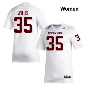 Isaiah Willis Texas A&M University College Football #35 Women NCAA Jerseys - White