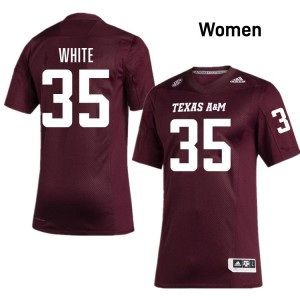 Jared White Texas A&M Aggies University College Football Women #35 Jersey - Maroon