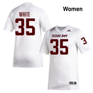 Jared White Aggies 2025 #35 College Football Women Jerseys - White
