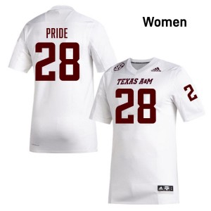 Jordan Pride Texas A&M Aggies Womens Official #28 College Football Jerseys - White
