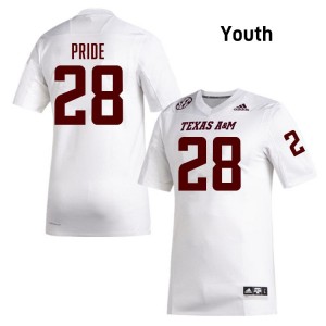 Jordan Pride Texas A&M University College Football 2025-26 Youth #28 Jersey - White