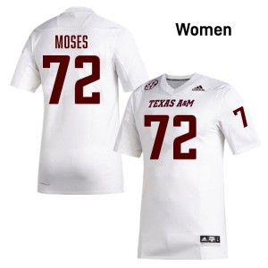 Joshua Moses Texas A&M Aggies #72 College Football Womens Official Jerseys - White