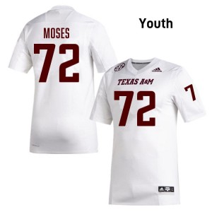 Joshua Moses TAMU College Football Youth #72 Replica Jerseys - White