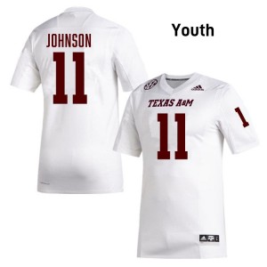 Kelshaun Johnson Texas A&M University #11 Youth High School College Football Jersey - White