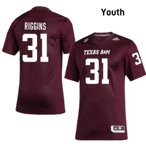 Kelvion Riggins Texas A&M University Youth #31 Official College Football Jersey - Maroon