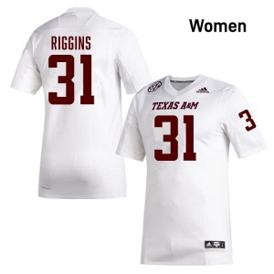 Kelvion Riggins TAMU #31 Womens University College Football Jersey - White