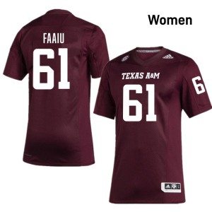 Koli Faaiu Texas A&M Aggies Womens Embroidery #61 College Football Jerseys - Maroon