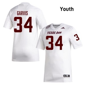 Kyle Garvis Aggies College Football Alumni #34 Youth Jerseys - White
