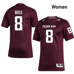 Le'Veon Moss Texas A&M Aggies Embroidery College Football Women #8 Jerseys - Maroon