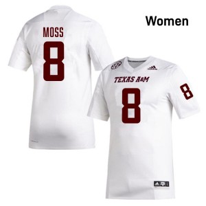 Le'Veon Moss TAMU #8 Women Limited College Football Jerseys - White