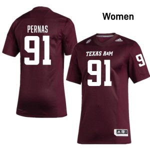 Lucas Pernas Texas A&M College Football Women #91 NCAA Jersey - Maroon