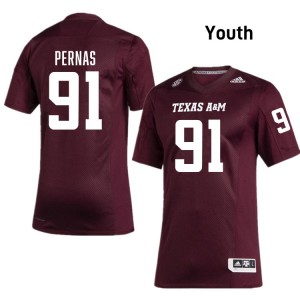 Lucas Pernas Aggies #91 Youth College Football Limited Jerseys - Maroon