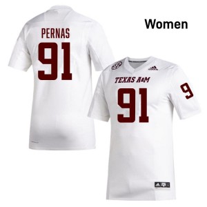Lucas Pernas Texas A&M 2025-26 College Football #91 Women Jersey - White