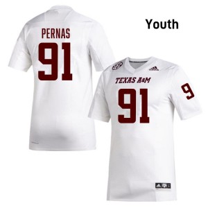 Lucas Pernas Texas A&M #91 Limited Youth College Football Jerseys - White