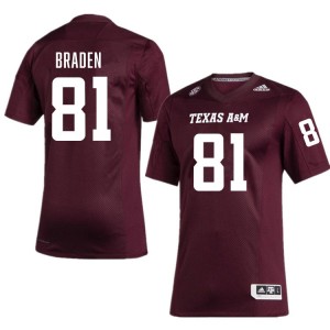 Luke Braden Texas A&M #81 Mens College Football University Jersey - Maroon