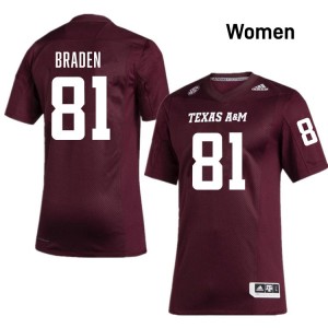 Luke Braden Texas A&M Women's Official College Football #81 Jersey - Maroon