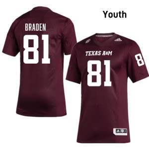 Luke Braden Aggies #81 College Football Youth High School Jerseys - Maroon
