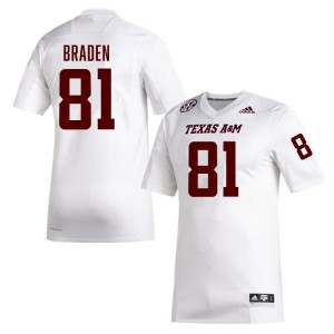 Luke Braden Texas A&M Aggies #81 College Football NCAA Men's Jerseys - White