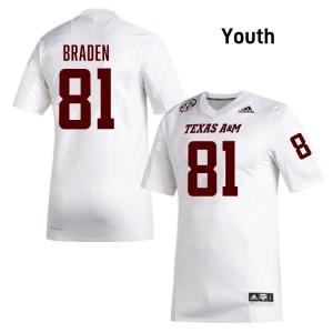 Luke Braden Texas A&M University Youth College Football Stitched #81 Jersey - White