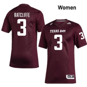 Marcus Ratcliffe Aggies Women #3 University College Football Jerseys - Maroon
