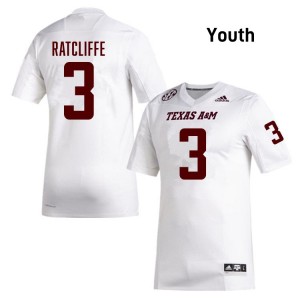 Marcus Ratcliffe Texas A&M Aggies Youth 2025 #3 College Football Jersey - White