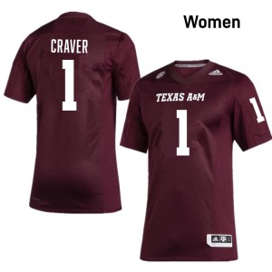 Mario Craver Texas A&M #1 Womens 2025 College Football Jerseys - Maroon