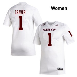 Mario Craver Aggies College Football Women's Limited #1 Jerseys - White