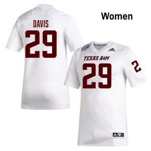 Myles Davis TAMU College Football #29 High School Women Jerseys - White